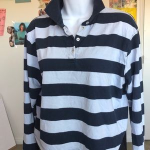 stripped blue button up long sleeve from brandy